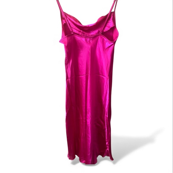 Bebe Satin Cowl Neck Slip Midi Dress | Pink - Picture 5 of 6